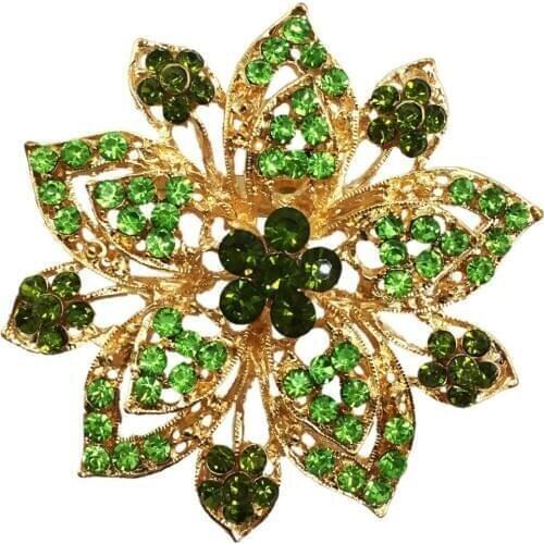 Green Flower Brooches 70mm Large Brooch Wedding Gift Broche Pin for Women Accessories Scarf Buckle BRO53
