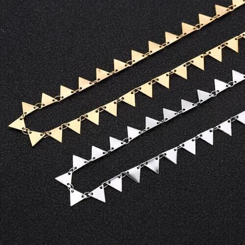 1 Meter 316L Stainless Steel 6.5mm Width Geometry Triangle Link Chain Necklace for DIY Necklace Jewelry Making Finding Wholesale