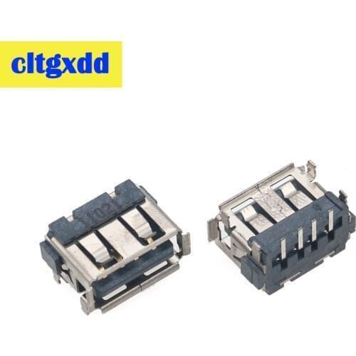 Cltgxdd 2-10pcs Type A Female USB 2.0 Short Dody 4 Pin 2 Foot 90 Insert Data Charge Plug Socket Jack Connector Wire Adapter