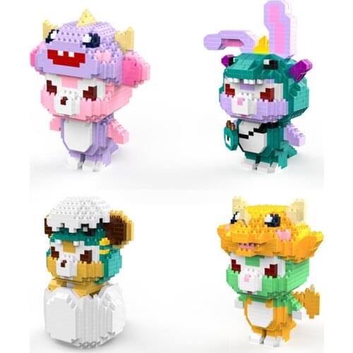 Cosplay Dinosaur Micro Building Block Disney ShellieMay StellaLou Gelatoni Duffy Figure 3D Model For Children Mini Bricks Toys