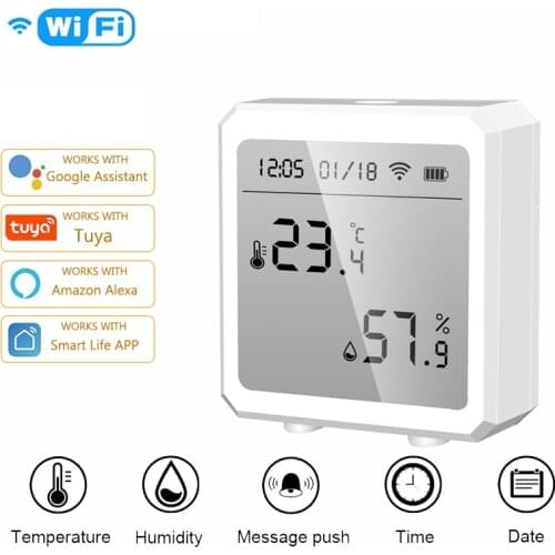 Tuya WIFI Temperature Humidity Sensor Indoor Hygrometer Thermometer Intelligent Linkage APP Alarm Push Support Alexa Smart Home