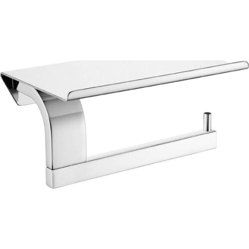 Silver Stainless Steel Toilet Paper Holder Bathroom Wall Mount WC Paper Mobile Phone Holder Shelf Roll Paper shelf Accessories