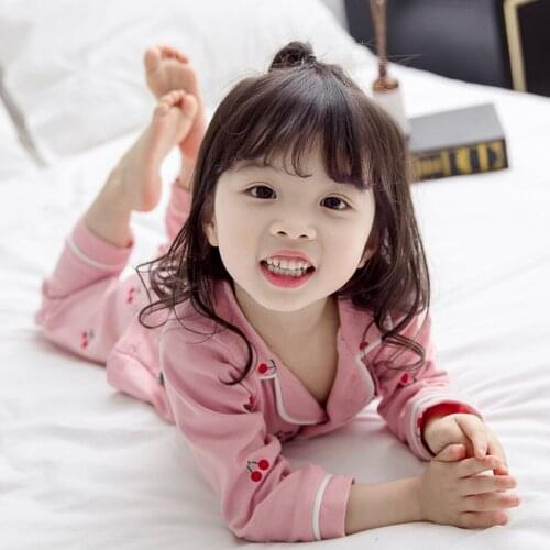 Baby Kids Pajamas Sets Cherry Pattern Girls Sleepwear Autumn Girls Pajamas Long Sleeve Pijamas Tops+Pants Children Clothing