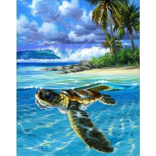 DIY Digital Painting By Numbers shoal turtle oil painting mural Kits Coloring Wall Art Picture Gift frameless