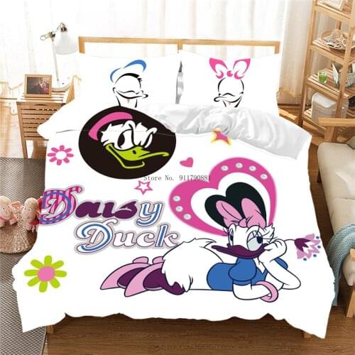 Home Textile Disney Cartoon Bedding Children Girls Duvet Quilt Pillowcase Donald Duck Daisy Color Cute Print Bedroom Decor