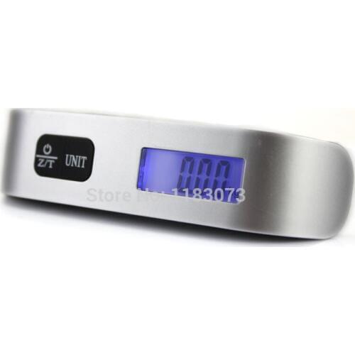 50KG 10g Luggage Weight Scale Digital LCD Electronic Portable Scales With Strap Silver Handheld Travel Suitcase Free Shipping