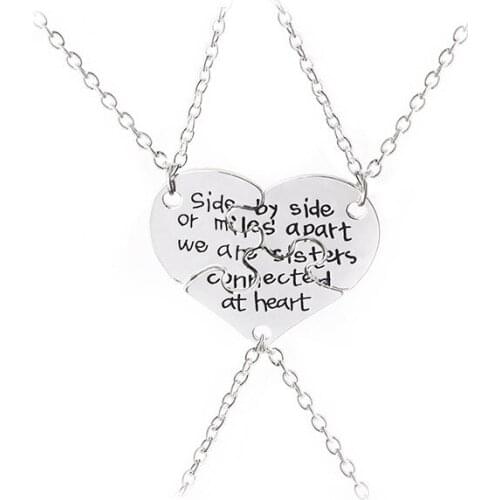 Euro-American Popular Jewelry Alloy Letter Best Sister Loving Heart Splicing Necklace 6set/lot, 3pcs/set