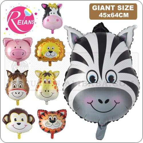 Animal Pig Lion Tiger Head Foil balloons Animal theme birthday party decorations kids toys Cartoon helium globos baby shower