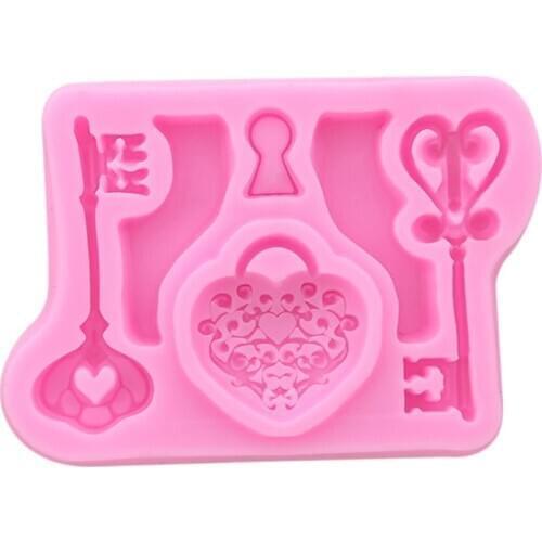 Candy Gumpaste Moulds 3D Fondant Molds Cake Border Ilicone Mold Cupcake Chocolate Kitchen Baking Key Lock Cake Decorating Tools