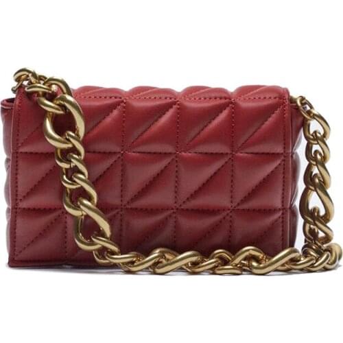 Leather Purses And Handbags Small Shoulder Bag For Women 2021 Pu Chain New Underarm Baguette Bag Lattice Retro Female Luxury Bag