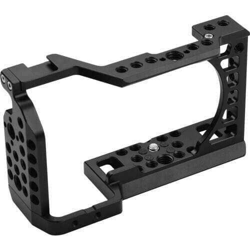 Studio vlog Camera Cage Rig Cold Shoe Mount ARRI Locating Hole 1/4 3/8 Threaded Holes for Sony A6000/A6100/A6300/A6400/A6500