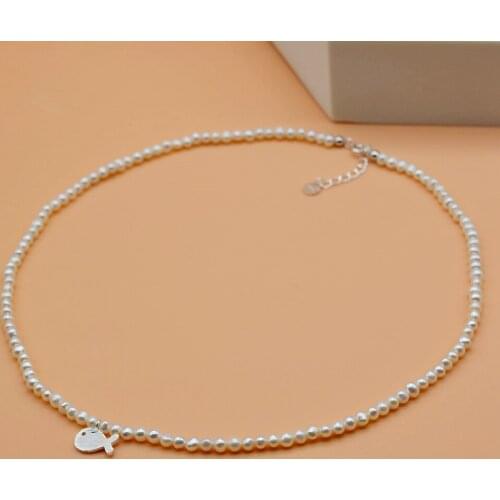 Cute little whale necklace natural small pearl 925 sterling silver handmade silver jewelry girl pearl necklace holiday gift