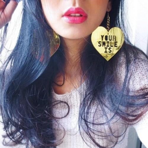 Fashion Acrylic English Letter Heart Big Pendant Long Earrings Foe Women Cute Animal Zebra Fish Korean Earrings 2019 Night Club