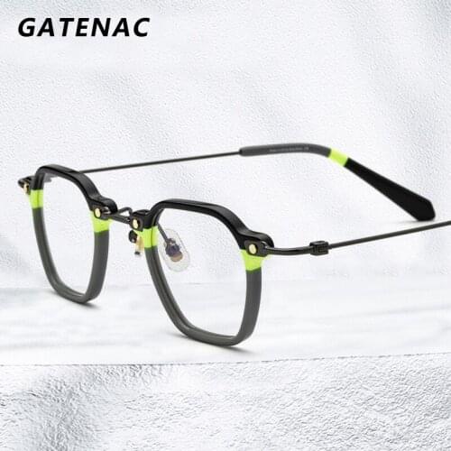 Vintage Acetate Titanium Glasses Frame Men Square Optical Myopia Prescription Eyeglasses Frame Women Luxury Brand Small Eyewear