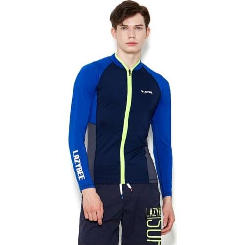 Beach Shore Men Skintight Long Sleeve UV Protection Nylon Lycra Rash Guard