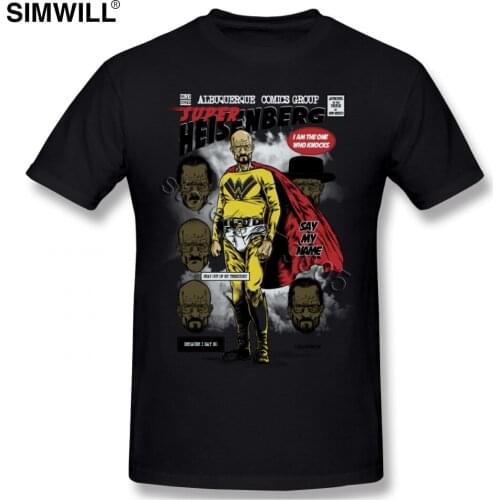 Men Unique Short Sleeves Super Heisenberg Print Tee Shirts O-neck Soft Cotton Tshirts Breaking Bad T Shirt Merchandise