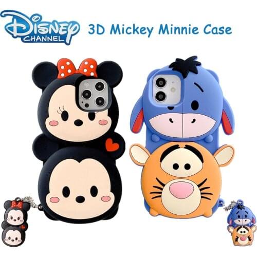 Disney 3D Mickey Minnie Eeyore Tigger Silicone Soft Case for iPhone 12 11 Pro Max XR XS Max 7 8 Plus X SE Phone Back Cover