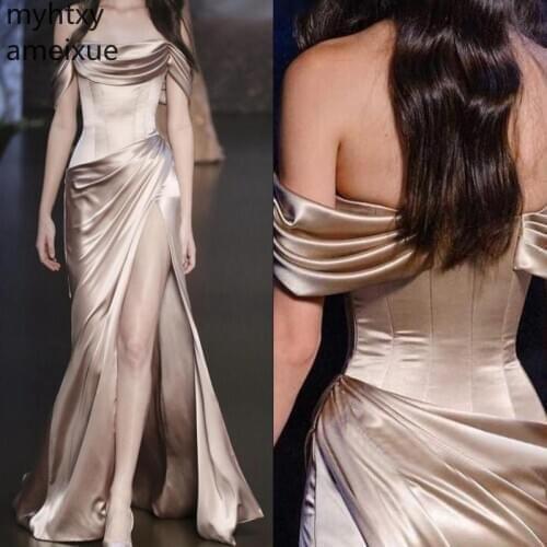 New Off The Event Shoulder Plus Size Long Evening Dress 2020 Straight Sexy Prom Dresses Abiye Gece Elbisesi Gowns Robe De Soiree
