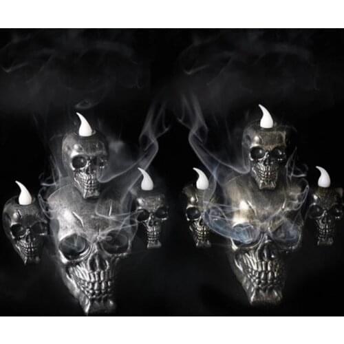New Smoke Horror Skull Head Halloween Decoration LED Electronic Light Haunted House Pendants Party Ghost Decor For Home