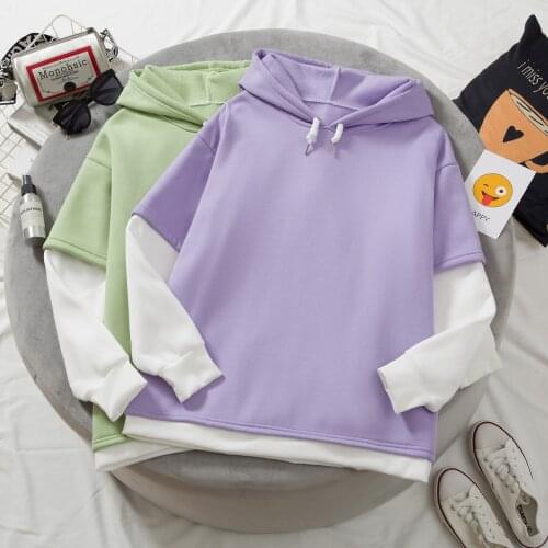 Autumn Winter Casual Patchwork Hoodies Harajuku Retro Color Block Korean Style Loose Sweatshirt Hooded Drawstring Thick Coat