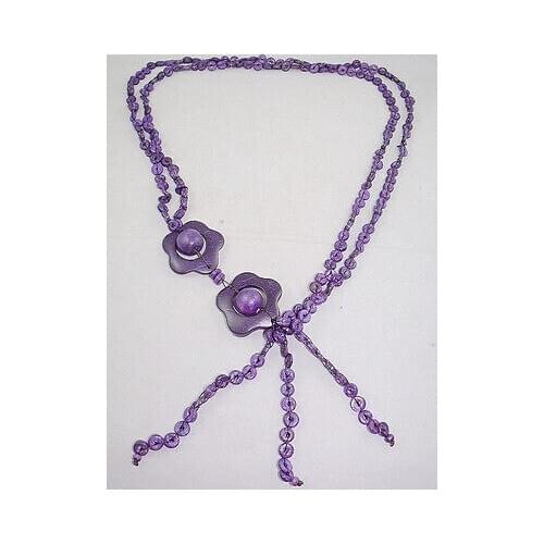 90cm length Purple flower coconut shell Necklace
