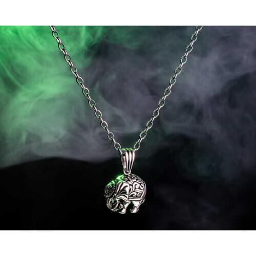 925 Sterling Silver Elephant Necklace Mens Pendant Necklace Silver Chain Necklace Indian Elephant Animal Necklace