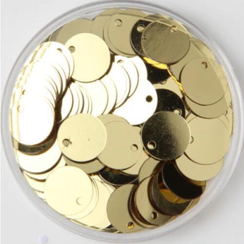 2000pcs 10mm Round Sequins PVC Flat Paillette With Side Hole Sewing,Wedding Craft,Women Kids DIY Garment Accessory Light Gold