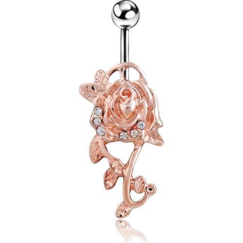 Illuminati Enemal Colar Pearl Beads rose Flowers Piercing Navel Belly Button Rings Body Piercing Violetta Gothic Accesorries995