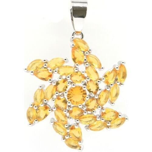 38x26mm Romantic Star Shape Created Golden Citrine Green Peridot For Women Bride Wedding Silver Pendant Wholesale