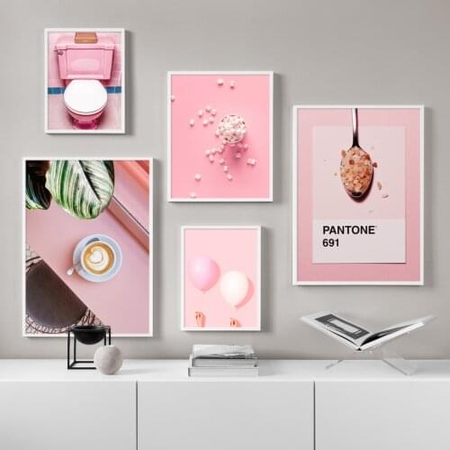 Donut Candy Coffee Dessert Pink Toilet Wall Art Canvas Painting Nordic Posters And Prints Wall Picturs For Living Room Decor