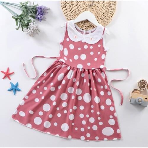 2021 Summer Girls Casual dresses for 3 4 5 6 7 8 9Years Sweet Girls Comfortable Homewear Children Printing Doll Collar Beachwear