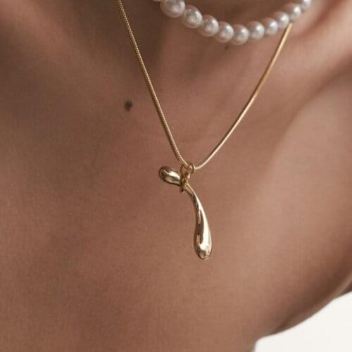 Simple Design Copper Glossy Necklace Women Irregular Pendant Clavicle Chain Necklace Fashion Neck Vintage Jewelry Gifts