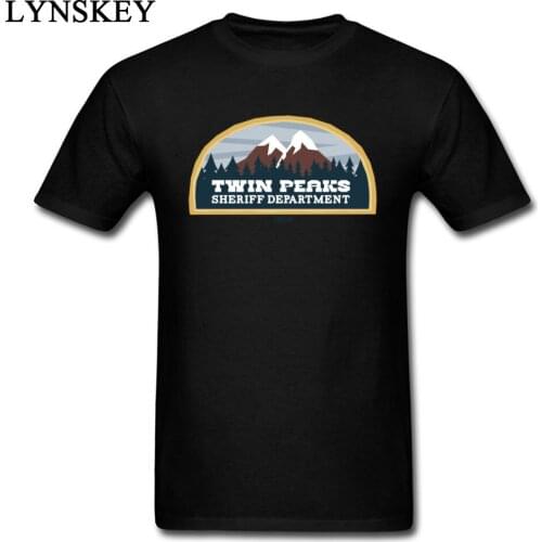 Drop Shipping Twin Peaks Print Men T Shirts Clothes Black Tops Tees Short Sleeve Sheriff Department Geek Tshirt