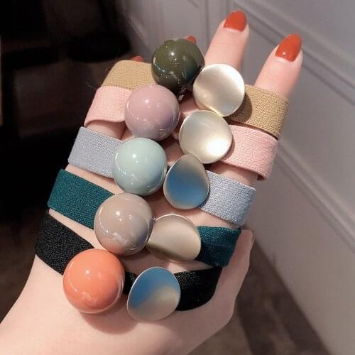 Cartoon Candy Color Bead Geometric Rubber Bands Children Elastic Hair Rope Band Ponytail Holder Girls Kids Hair Accessories