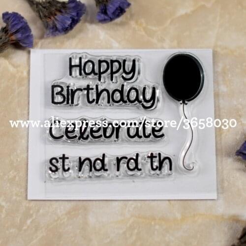 Happy Birthday Celebrate Balloon Scrapbook DIY photo cards rubber stamp clear stamp transparent stamp 8052701