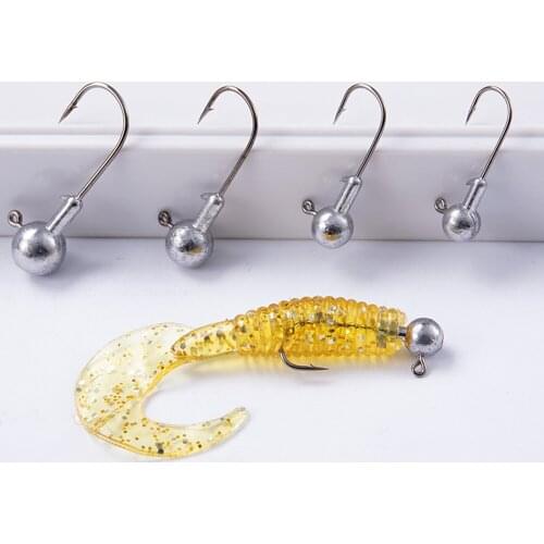 50pcs/lot High Carbon steel Fishhook 1g/2g/5g/7g/10g/14g/20g Jighead Tungsten Jigs Hooks Sea Fishing Jig Head Hook for Soft Lure