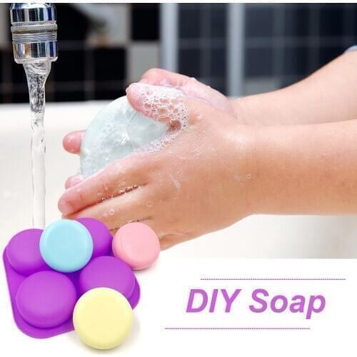 4 Cavity Round Circles Silicone Soap Molds Cake Decorating Tools Chocolate Fondant Muffin Baking Soap Molds