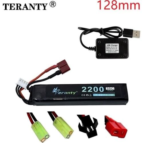 T Plug Water Gun Lipo Battery 3S 11.1V 2200mAh 35C for AKKU Mini Airsoft BB Air Pistol Electric Toys RC Parts With USB Charger
