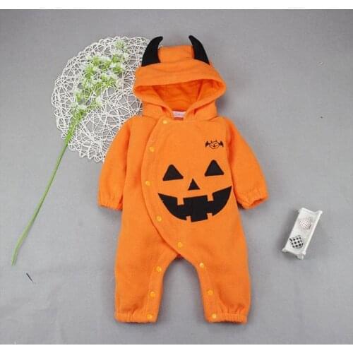 Baby Boy Girl Hoodie Romper Newborn Photography Props Halloween Pumpkin Outfit Fall Winter Clothes