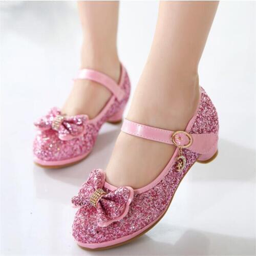 2019 spring autumn childrens shoes female students princess girls high heels childrens wedding party performance shoes
