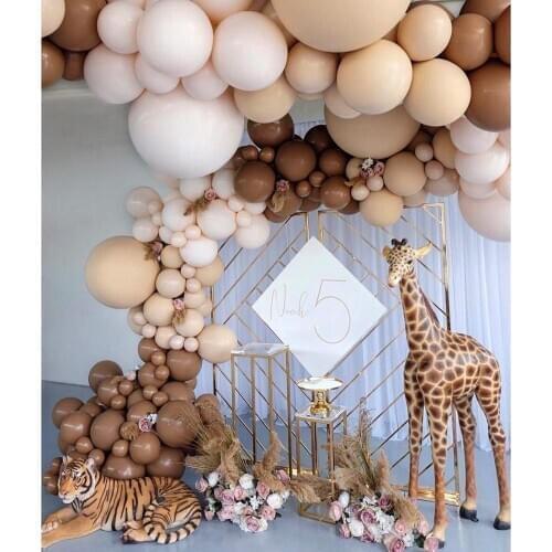 30pcs Coffee Balloons 5/10 inch Khaki Skin Color Animal Pattern Balloon Jungle Party Balloon Decoration Birthday Party Supplies