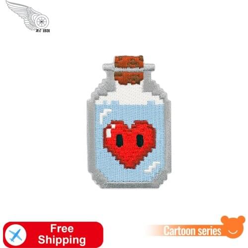 Heart In Bottle Embroidery Iron on Patches Game Cartoon Accessories High Quality Badges for Clothing Wholesale Sewing Patch