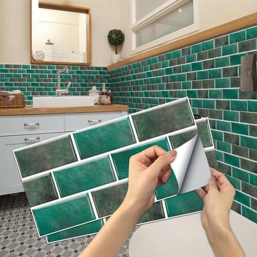 Green Bamboo Imitation Tile Kitchen Wall Stickers Waterproof Oil-proof Rental House Adhesive Decorative Sticker Mural Renovation