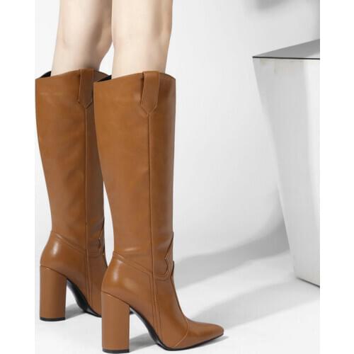 SKLFGXZY New Knee-high boots Female boots 10cm High heels fashion black beige brown Women boots Autumn winter Womens shoes