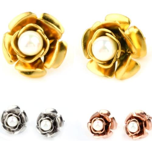 OUFEI Stainless Steel Pearl Earrings Stud Earrings For Women Brincos Rose Gold Earrings 2019 Fashion Jewelry Accessories