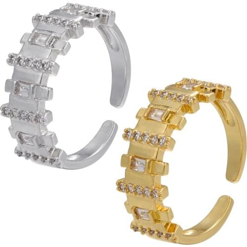ZHUKOU Gold Silver color Creative Gear Ring for women Cubic Zirconia Open Ring Simple Finger Ring Jewelry Wholesale VJ266