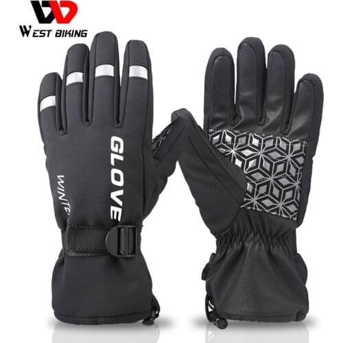 Winter Thermal Full Finger Touch Screen Cycling Gloves Reflective Windproof Warm Bike Gloves Waterproof Bicycle Glove Men Women