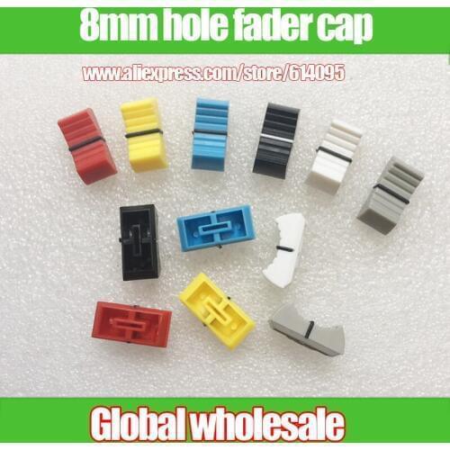 12pcs mixer fader knob cap red yellow white black gray blue 8mm volume amplifier straight slide potentiometer push button cover