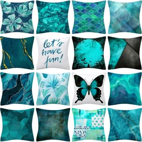 18 Inch Throw Pillow Case Trendy Blue Decorative Cushion Covers French Home Throw Pillowcase Cushion Case for Sofa Couch Bedroom