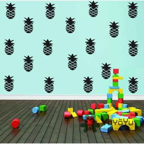 SET OF 18 PCS Cute Pineapples Pattern Home Kids Bedroom DIY Self Adhesive Wall Sticker Art Kids Nursery Home Decor Decal NY-118